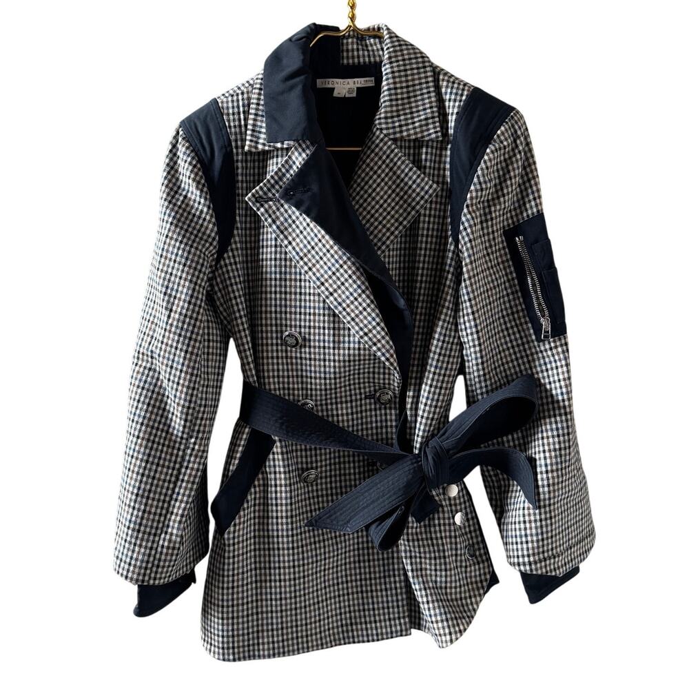 Veronica Beard Toral Dickey Checkered Coat in Blue Size Medium